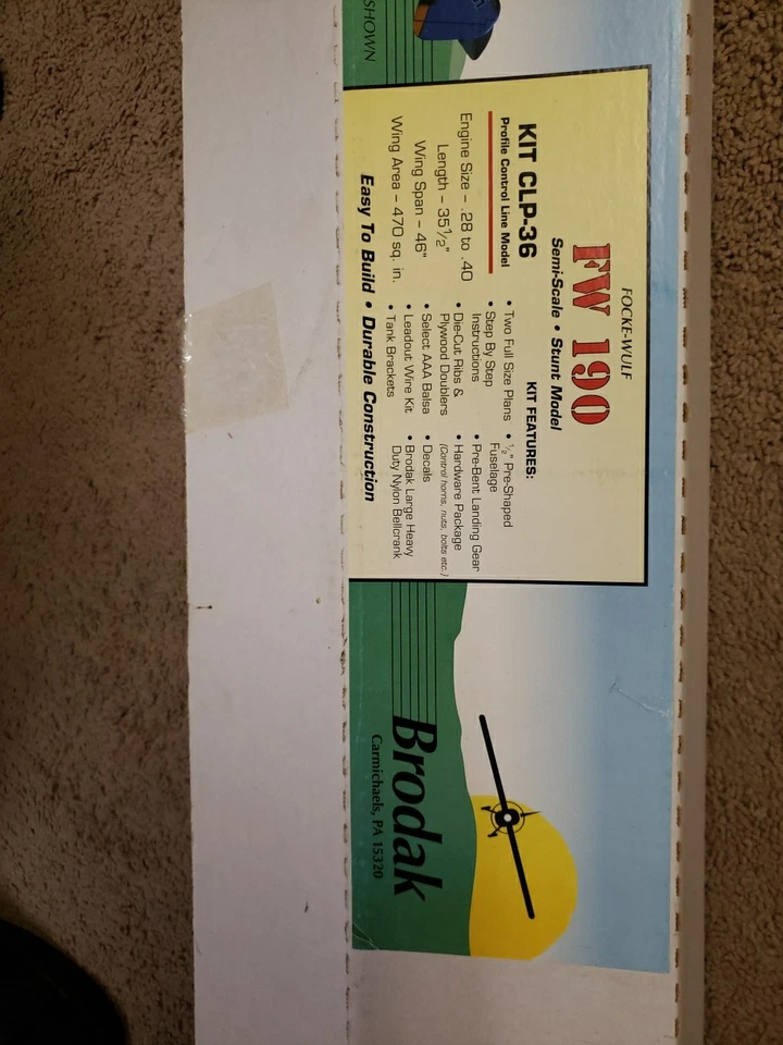 Brodak Kit -  FW 190 Kit CLP-36 Rc Plane - WS: 46" - New! JT25 - Image 3 of 4