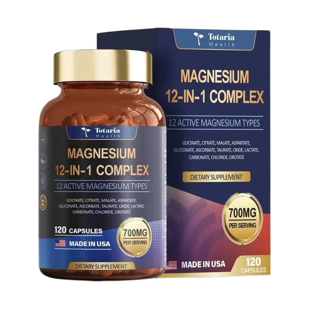 Complejo Totaria Magnesio 12 en 1 700 mg - Glicinato Citrato Malato Taurato 120ct