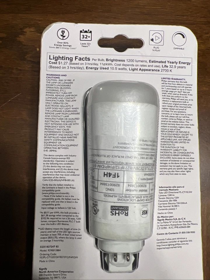 Philips PL-C / PL-T 26w 10.5w LED Soft White Dimmable 4 Pin Light Bulb - Image 2 of 2