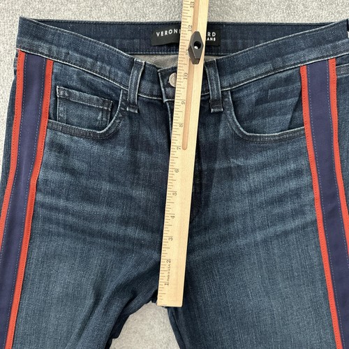 Pantalones de mezclilla Veronica barba para mujer 28/6 bota de bebé recortada rojo medianoche esmoquin a rayas crudo - Imagen 9 de 9