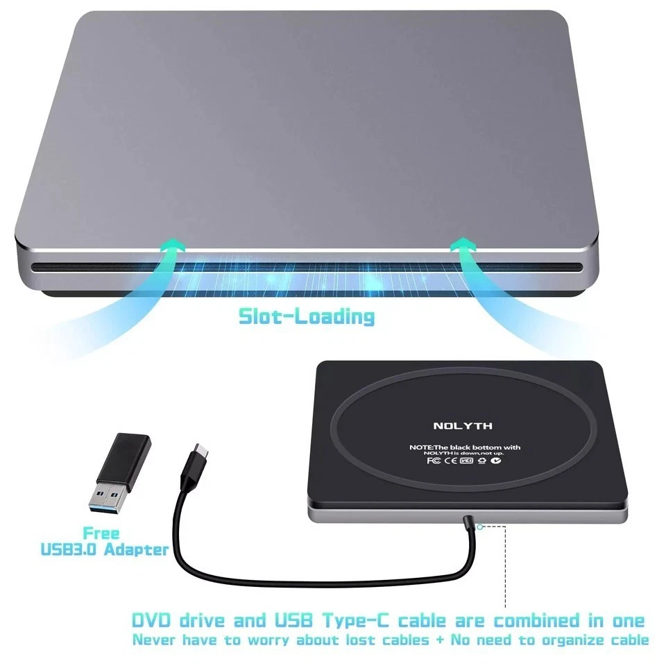 External DVD Drive USB C SuperDrive for Apple, Slot-in CD Drive for Mac, Port... - Image 2 of 4