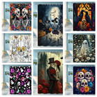 Skeleton Ghost Skull Witch Gothic Floral Halloween Shower Curtain Set 9 Designs