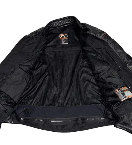 Fieldsheer Mens Perforated Leather Motorcycle Jacket Black Size 52 image 5