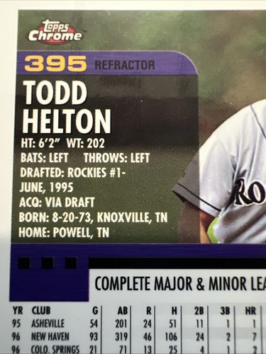 2000 Topps Chrome - Todd Helton #395 Refractor MT+ - Bild 3 von 5