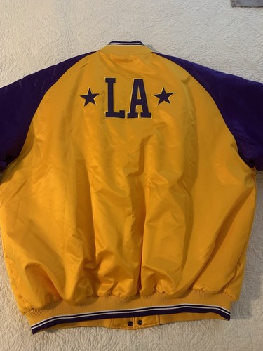 VTG NEW Nike NBA LA Lakers Sz 4XL Gold & Purple Satin Bomber Jacket NOS 2002 - Picture 17 of 19