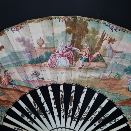 Alter Fächer 18. Jh. Dekor bemalt sehr guter Zustand 18thC Hand Fan Ventaglio - Bild 1 von 14