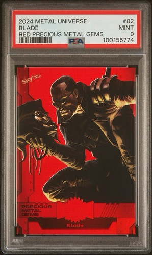 2024 SkyBox Metal Universe Avengers Blade #82 Red Precious Gems PMG /100 PSA 9 - Bild 3 von 5