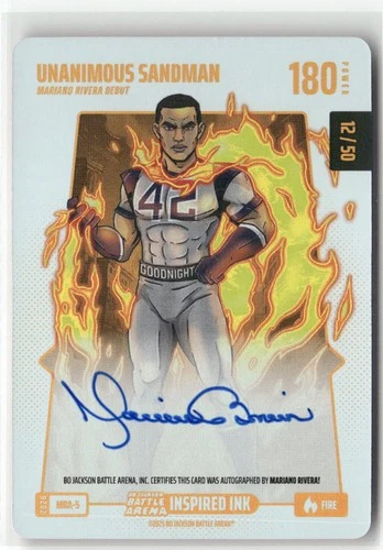 2026 Bo Jackson Battle Arena Mariano Rivera UNANIMOUS SANDMAN Fire Auto #12/50
