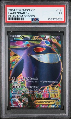 PSA 1 PR 2014 Pokemon XY Phantom Forces Full Art Gengar EX 114/119 Holo Rare
