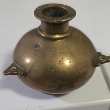 Antique Brass Small Ink Well Pot Original Old Hand Crafted Engraved