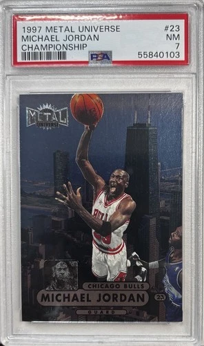 SkyBox 1997 Metal Universe Championship Michael Jordan #23 PSA 7 Bulls NBA