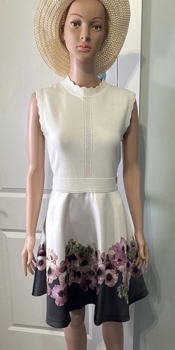 Ted Baker Beatrice Dress Flare Skirted Floral Sz 3 (US 8) Party Wedding