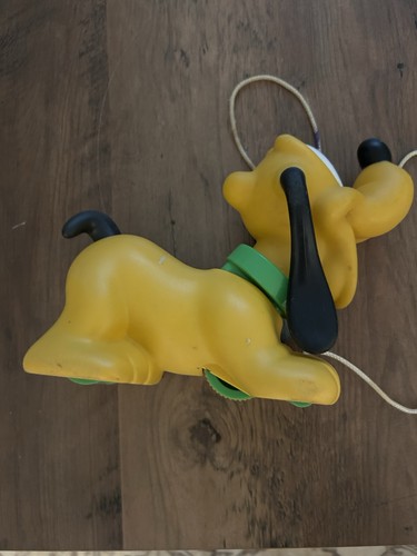 Jouet ancien Disney Pluto Dog Pull plastique grincements et bobs de tête - années 70 ou 80 - Photo 3/5