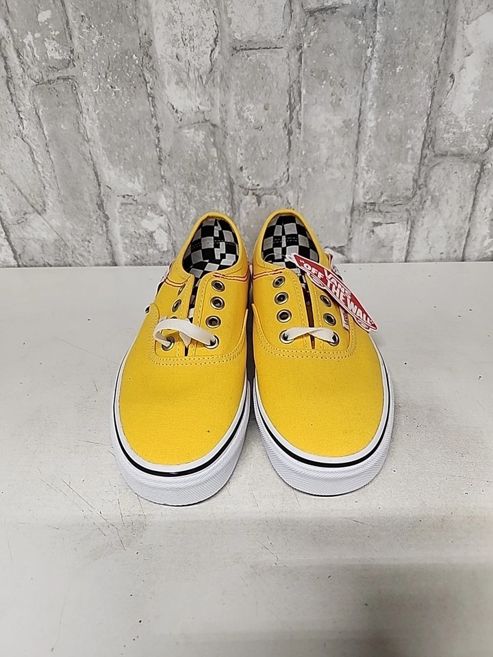 Sapatos de skate Vans amarelo cano baixo clássico juvenil meninos 4 meninas 5,5 - Imagem 2 de 4