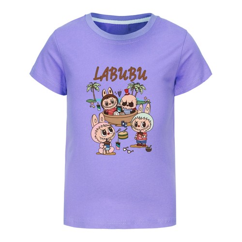 Boys Girls Cute Labublu The Monster T-Shirt Kids Funny Summer Casual Cotton Tops - Picture 24 of 53