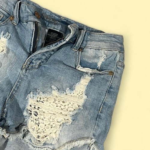 Light blue wash Y2K lace Jean shorts mossimo high rise short shorts size 0/25 - Picture 2 of 5