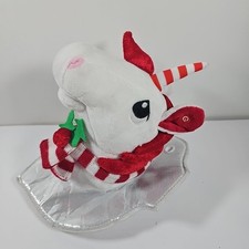 Gemmy Christmas Unicorn Plush Holiday D cor Red White Scarf Shelf Sitter