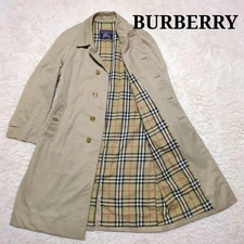 Burberry Nova Check Lining Long Coat Beige Size L Made in England Vintage Trench