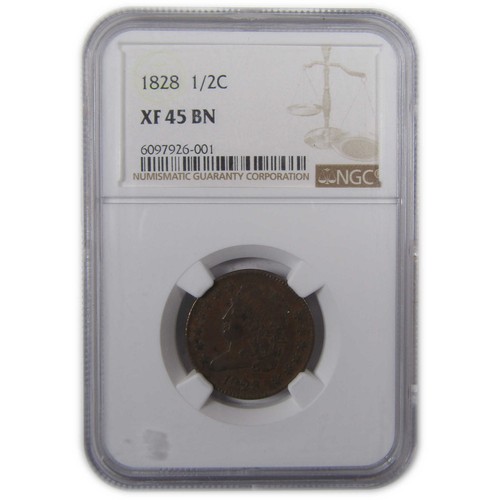 1828 13 Stars Classic Head Half Cent XF 45 BN NGC Copper SKU:I18820