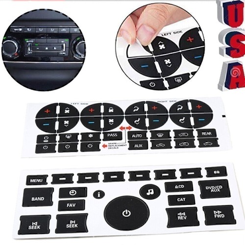 For Chevy GMC Decals 2 Sheets AC Control Radio Dash Button Repair Kit NEW - Picture 4 of 12