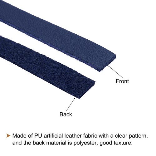 Faux Leather Straps Strip Leather String 0.8cm/0.31" Width, Dark Blue,2pcs - Picture 4 of 6