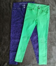 LOT 2 Pairs Of Jeggings Girl's Sz 8R Premium Justice PSNY Purple  Green Pants
