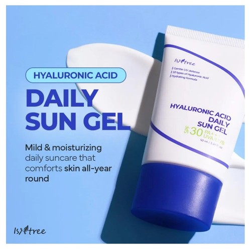 Gel solar diario de ácido hialurónico ISNTREE 50 ml, 1,69 oz | FPS 30 | coreano sin caja - Imagen 2 de 9