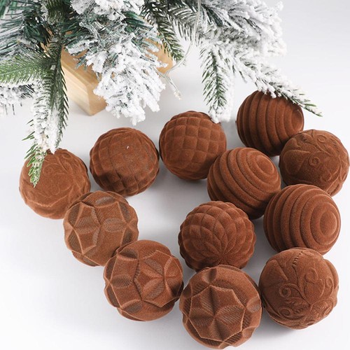 12PCS Flocked Christmas Balls Christmas Tree Ball Hanging Ornaments Home Decor - Picture 9 of 25