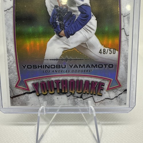 2025 Topps Chrome Yoshinobu Yamamoto YouthQuake Gold Refractor /50 LA Dodgers - Picture 5 of 11