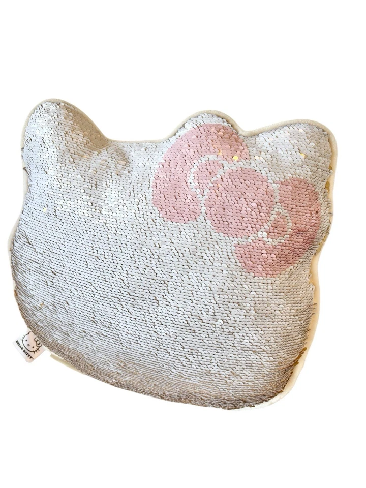 Almohada Pottery Barn Hello Kitty lentejuelas doradas reversible a blanco. Raro. Foto 4 de 4