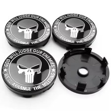 4PCS Skull Wheel Center Caps Car Rim Hub Cover 60mm 56mm Clip Red Black Silver