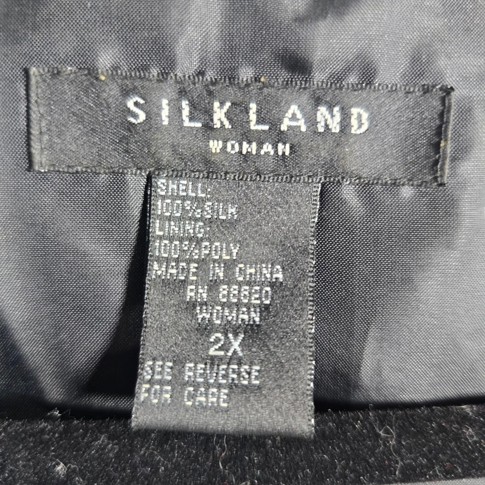 Blusa Camisa Silkland Mujer 2X Negro Blanco Lunares Abotonada Manga 3/4 Foto 3 de 4