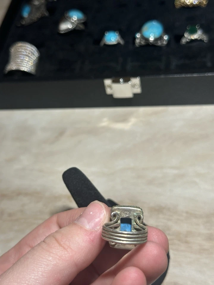 Anillo de plata 925 turquesa de la Bella Durmiente talla 5ish Foto 3 de 4