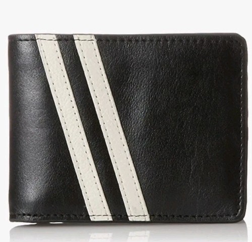 J. FOLD JF Roadster Slimfold LEDER Herren GELDBÖRSE schwarz mit Streifen