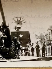 Orig. Photo WW2 WWII - American Anti-Aircraft Gun With Radar - w/GI Inscription!