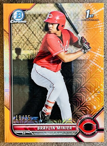 2022 Bowman Chrome 1ST Braylin Minier ORANGE REFRACTOR /25 BCP-93 - Picture 1 of 2