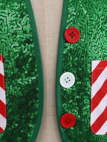 Chaleco de Papá Noel con Lentejuelas Brillantes para Niños con Pajarita Chaleco Suave Fiesta EE. UU. - Imagen 12 de 35