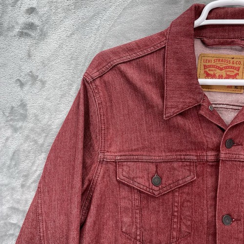 Levis Jacket Men's Size XL Jean Denim Button Trucker Type 3 RED Biker grunge - Picture 8 of 15