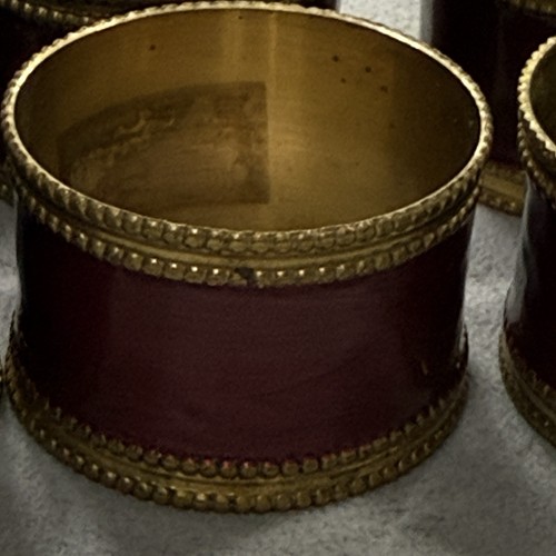 Set 6 anelli tovaglioli vintage Park B Smith ottone smaltato bordeaux scintillante - Foto 9 di 13