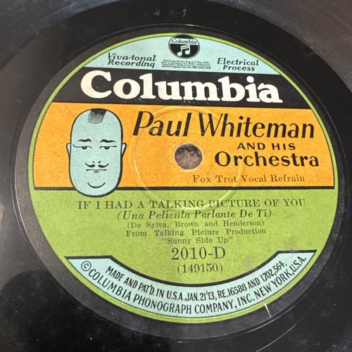 Columbia 78 RPM Paul Whiteman - Talking  Picture 2010-D V+ Potato Head Label