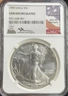 1990 $1 American Silver Eagle NGC Gem Uncirculated Signed By Mercanti