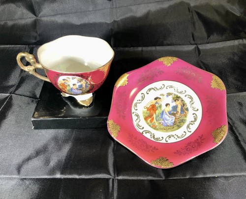 Shafford anni 50 Japan Bone China/dipinto a mano. Set 2 tazze da tè e piattini vintage - Foto 10 di 13