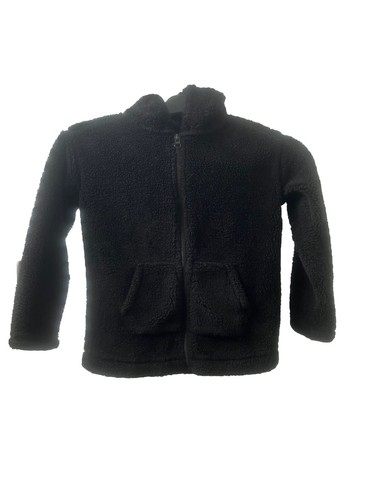 Children’s Place faux fur Black Cat Zip Hoodie with Cat face and Ears Girls 5/6 - Picture 2 of 7