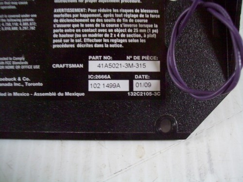 2009 Sears Craftsman Garage Door Opener PURPLE Learn Button Logic Board GUC - Picture 5 of 5