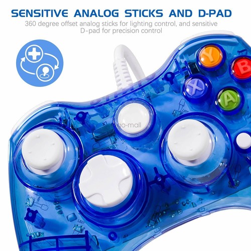 Glow Xbox 360 Wired Controller Joystick for Xbox 360 & PC Windows 11/10/8/7 - Picture 21 of 29