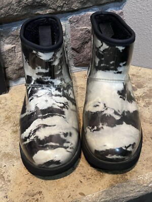 UGG Classic Clear Mini Marble Black White Waterproof Ankle