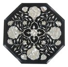 12" Semi Precious Stones Black Marble Handicraft Inlay Work Table Top
