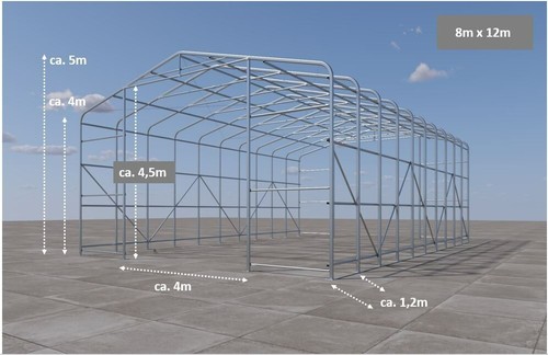8x12m /5m Zelthalle Lagerzelt Agrarzelt Weidezelt PVC 650g Rohre Ø 70x43mm Neu - Bild 3 von 18