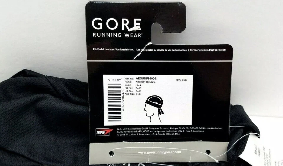 GoreTex MENS Running Race Cycling Wear Air Run OSFA Bandana Black New Fast Ship - Image 3 of 4