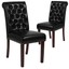 accent parsons chair set of 2 soft black faux leather upholstery button tufted